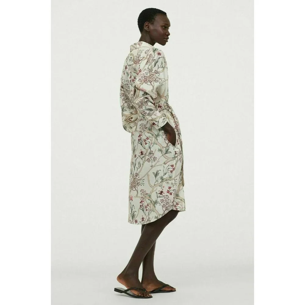 JOHANNA ORTIZ H&M COLLABORATION FLORAL LINEN SHIRT DRESS SIZE LARGE - Picture 4 of 10